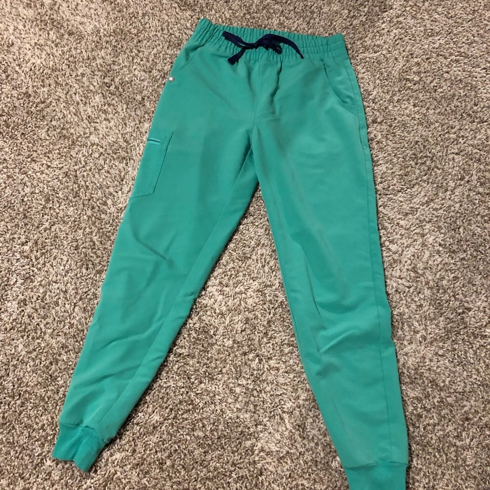 Figs small high waisted joggers (surgical green)